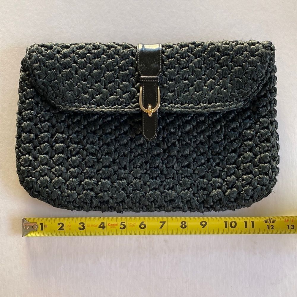 MORRIS MOSKOWITZ Vintage Black Crochet Straw Bag